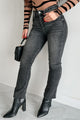 Anneith High Rise Sneak Peek Straight Leg Jeans (Grey)