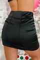 Now We Are Talking Ruched Mini Skirt (Black) - NanaMacs