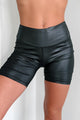 Heavy Lifting Faux Leather Activewear Set (Black) - NanaMacs