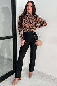 Miss Sassy Geometric Mesh Bodysuit (Coffee) - NanaMacs