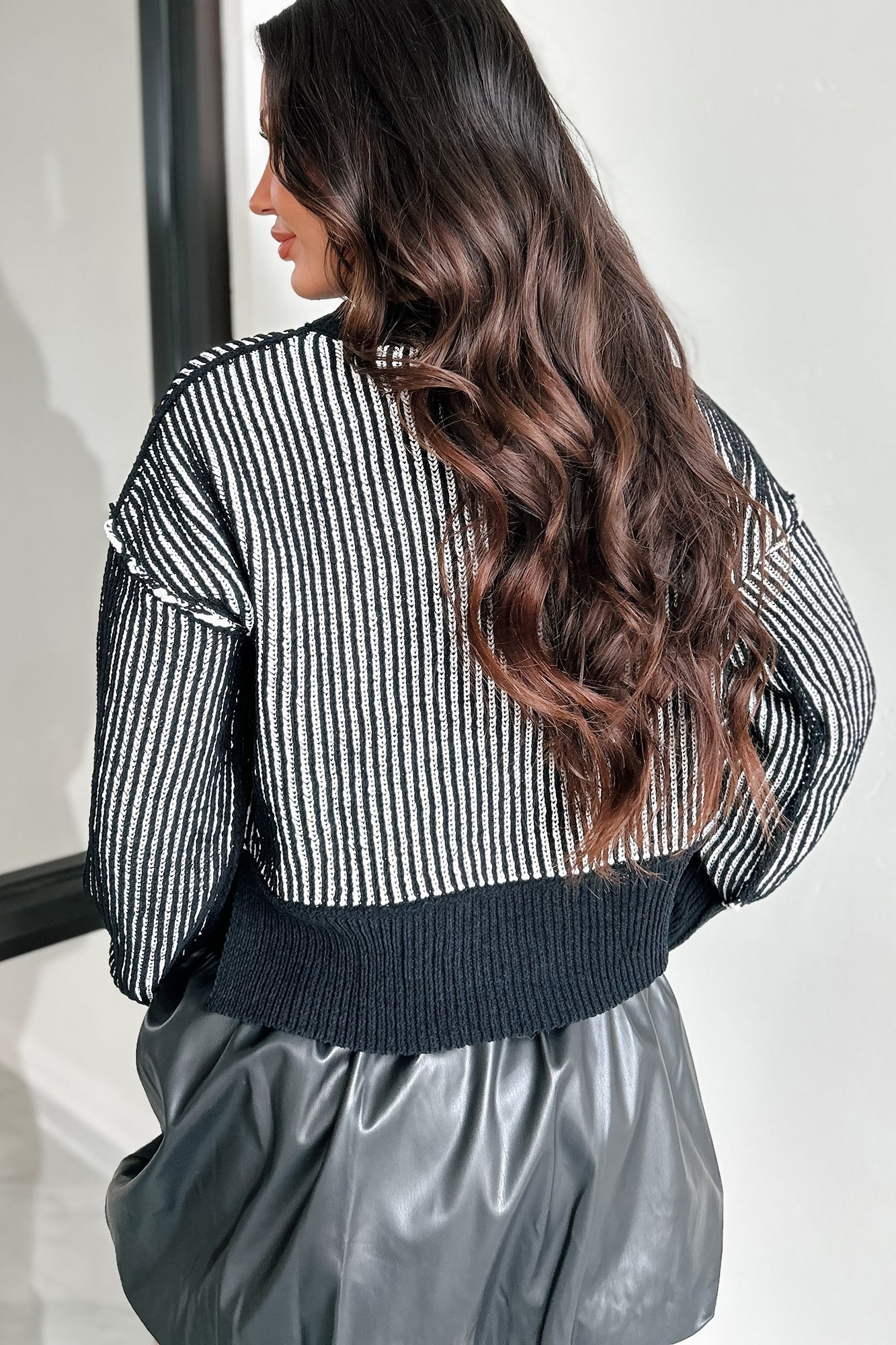 Look Deeper Two Tone Striped Sweater (Black) - NanaMacs