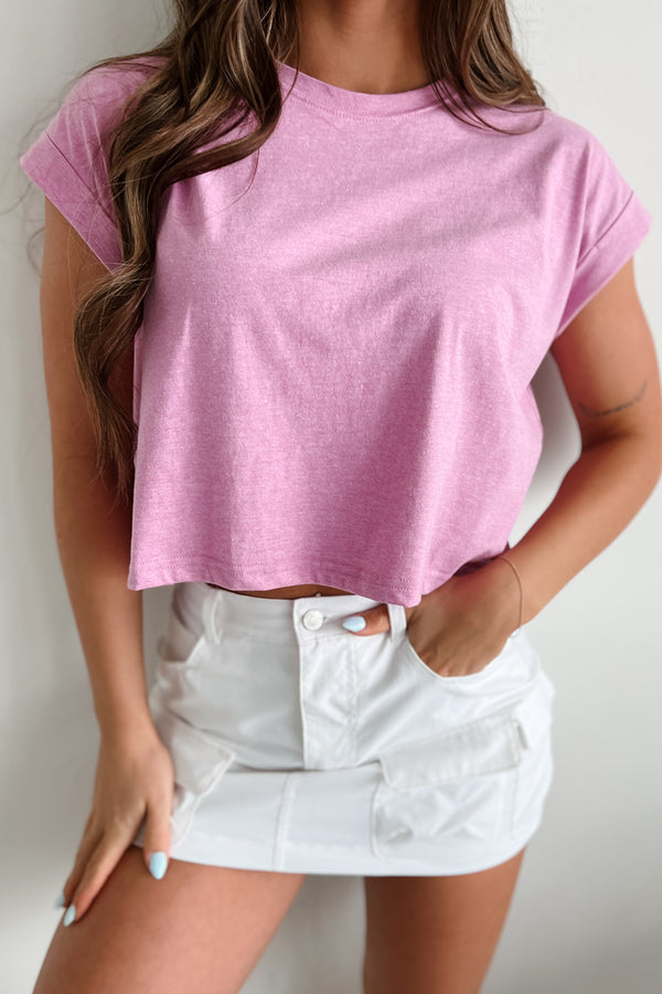 Bethany Oversized Crop Tee (Heather Mauve) - NanaMacs