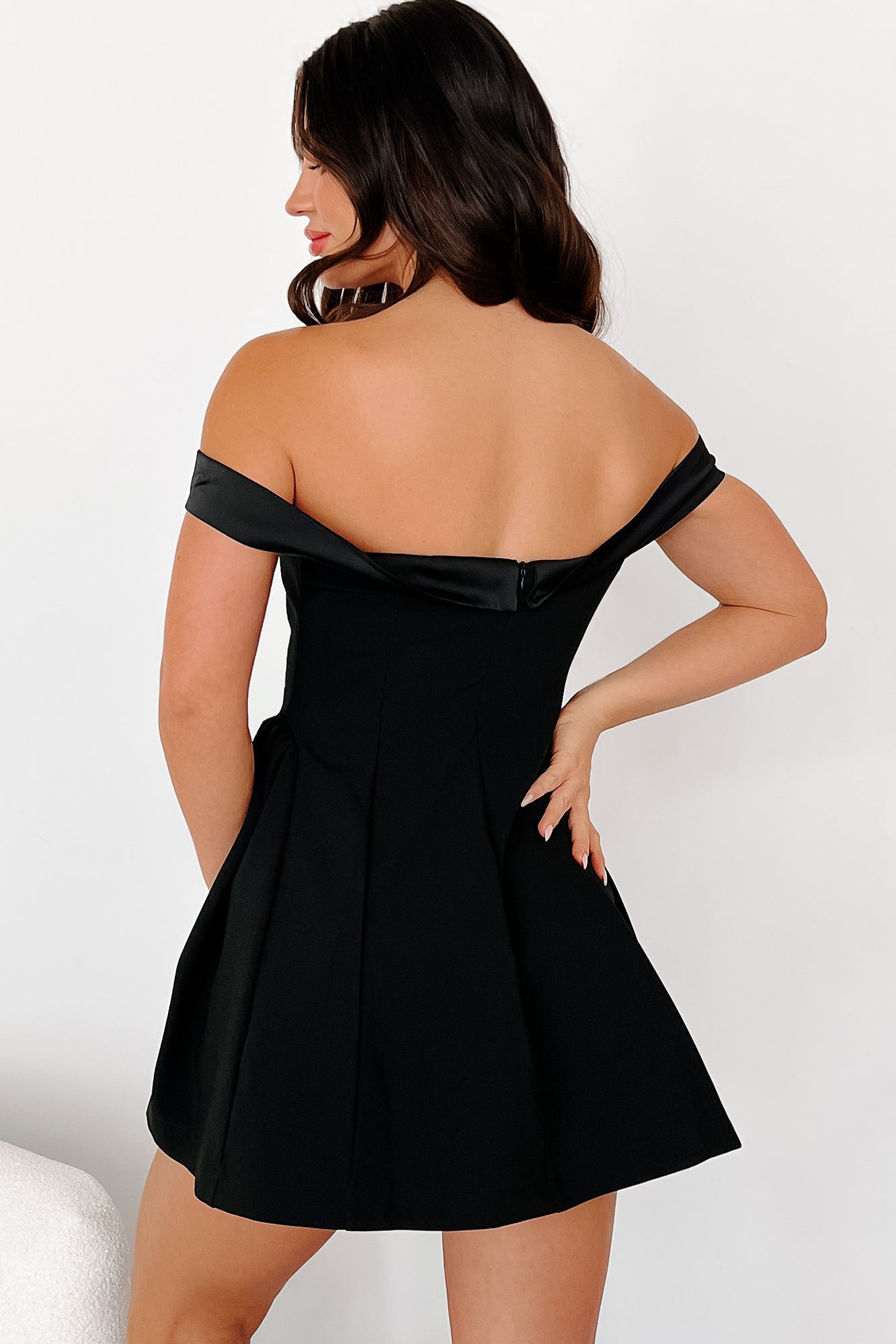 Guided By Love Off The Shoulder Mini Dress (Black) - NanaMacs