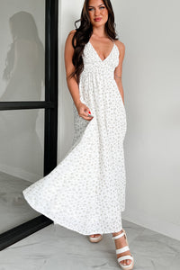 Blissful Blooms Floral Maxi Dress (White/Beige Floral) - NanaMacs