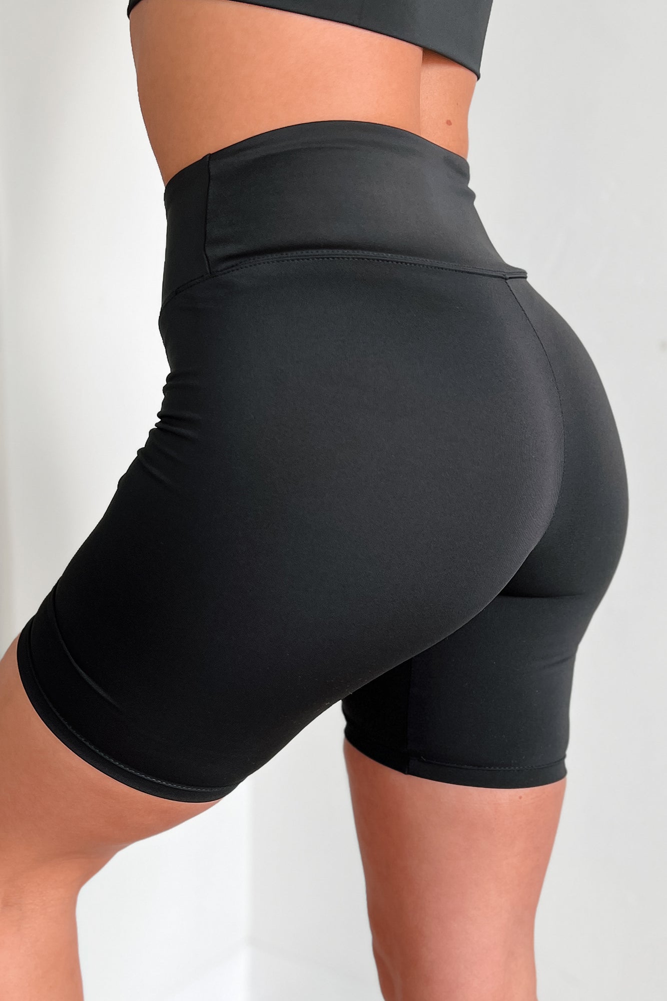Crushing My Workouts High Waisted Biker Shorts (Black) - NanaMacs