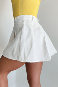 Divine Intuition Pleated Asymmetric Waist Mini Skirt (White) - NanaMacs