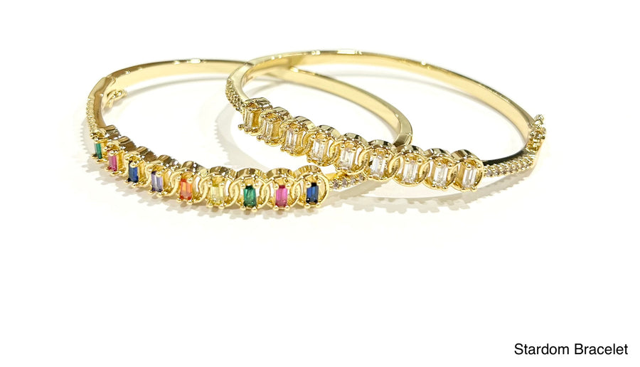 Hot & Trendy 18K Gold Plated Clear Rhinestone Bracelet (Gold) - NanaMacs