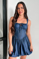 Denim Dolly Bubble Hem Corset Dress (Indigo) - NanaMacs