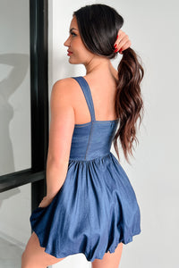 Denim Dolly Bubble Hem Corset Dress (Indigo) - NanaMacs