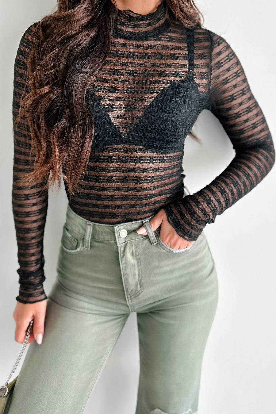 Mood Setter Lace Long Sleeve Top (Black) - NanaMacs