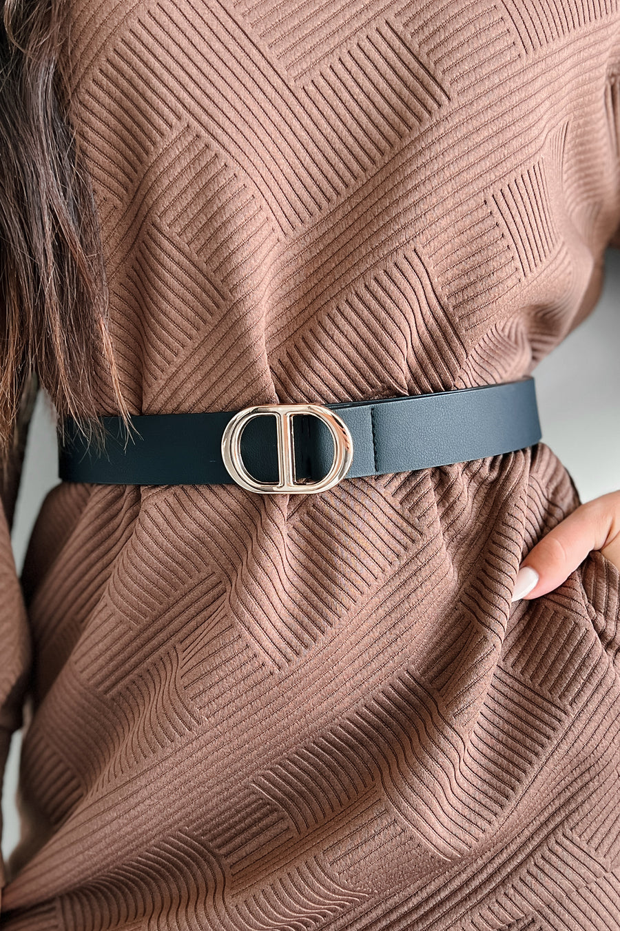 Closet Cornerstone Oval Buckle Belt (Black/Gold) - NanaMacs