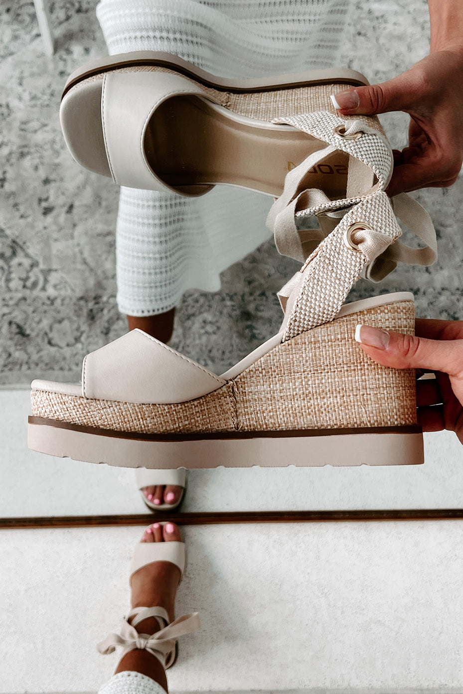 White tie espadrilles on sale wedge