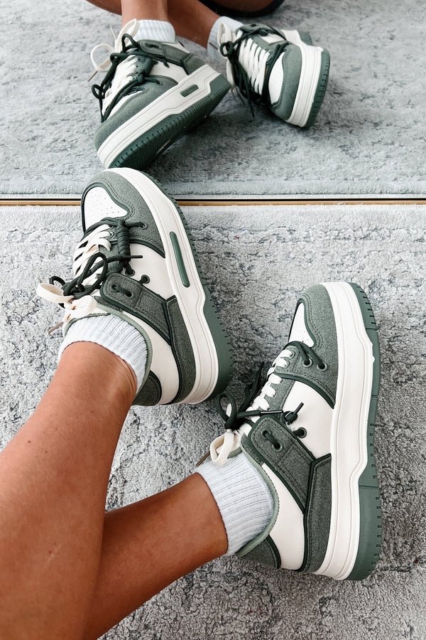 Two Way Street Platform Sneakers (Olive) - NanaMacs