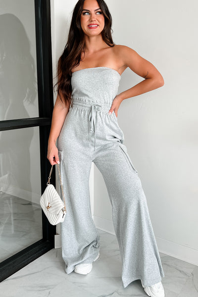 Comfortable Places Strapless Jumpsuit (Heather Grey) - NanaMacs