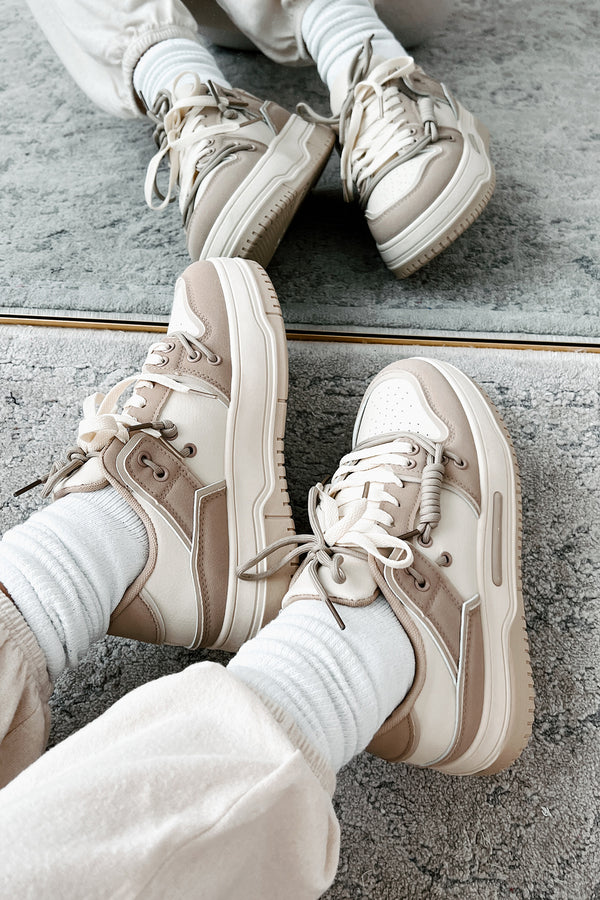 Two Way Street Platform Sneakers (Beige) - NanaMacs