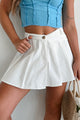 Divine Intuition Pleated Asymmetric Waist Mini Skirt (White) - NanaMacs