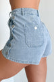 Laken High Waist Side Button Detail Shorts (Light Denim) - NanaMacs