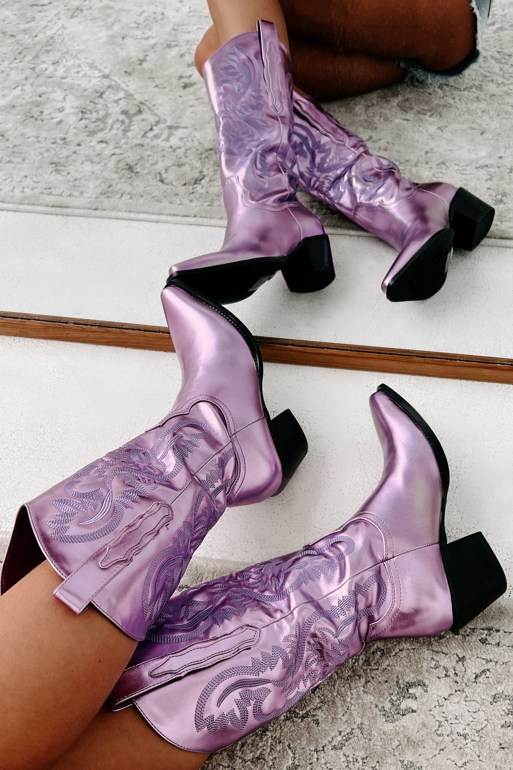 Danilo Metallic Cowboy Boots (Light Purple) - NanaMacs