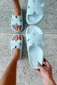 Summer State Of Mind Textured Slide Sandals (Light Blue) - NanaMacs