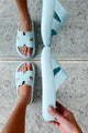 Summer State Of Mind Textured Slide Sandals (Light Blue) - NanaMacs