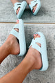 Summer State Of Mind Textured Slide Sandals (Light Blue) - NanaMacs