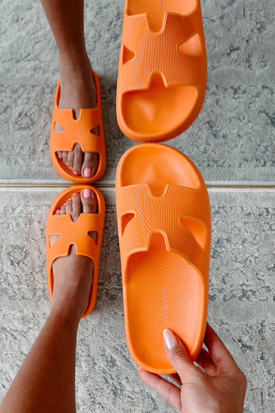 Summer State Of Mind Textured Slide Sandals (Orange) - NanaMacs