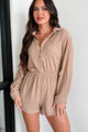 Letting Colors Fade Textured Romper (Dark Taupe) - NanaMacs