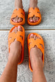 Summer State Of Mind Textured Slide Sandals (Orange) - NanaMacs