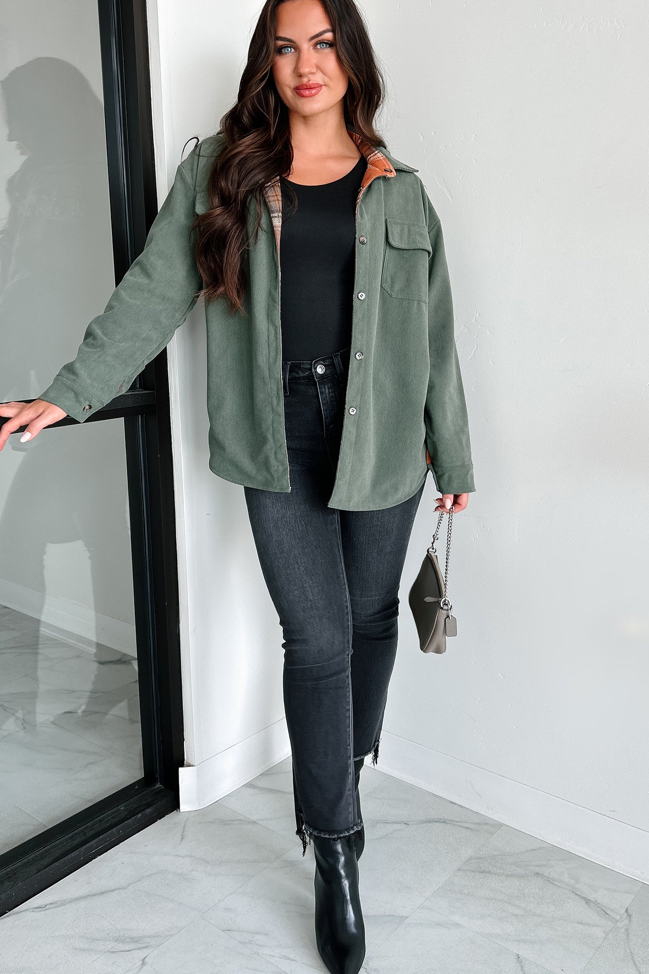 Bonfire Season Reversible Shacket (Rust/Olive) · NanaMacs