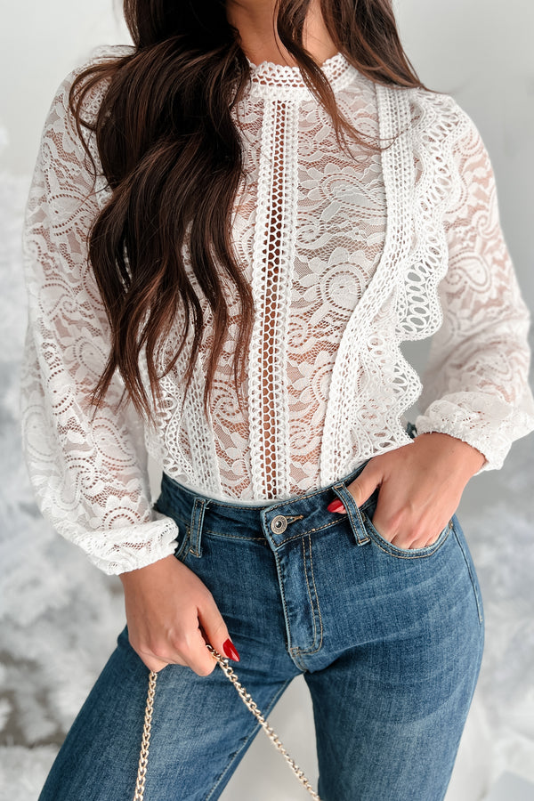 Simply Southern Crochet Lace Bodysuit (White) - NanaMacs