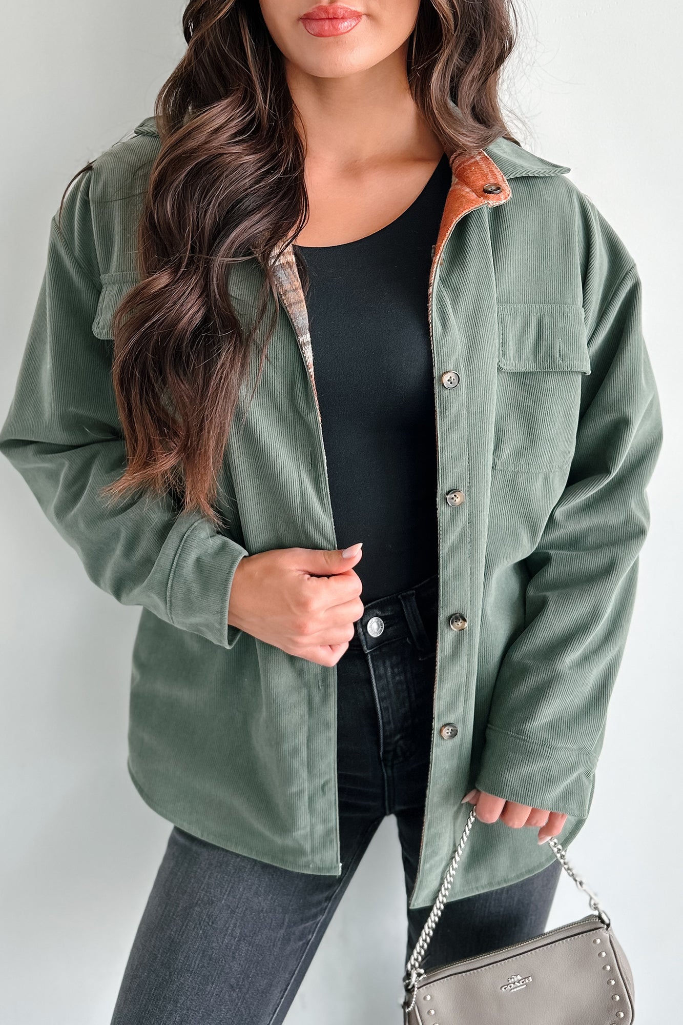 Bonfire Season Reversible Shacket (Rust/Olive) · NanaMacs