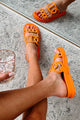 I've Been Everywhere Chain Motif Sandals (Orange) - NanaMacs