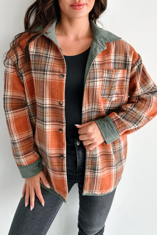 Bonfire Season Reversible Shacket (Rust/Olive) · NanaMacs
