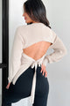 Fast-Forward To Fall Open Back Sweater Top (Beige) - NanaMacs