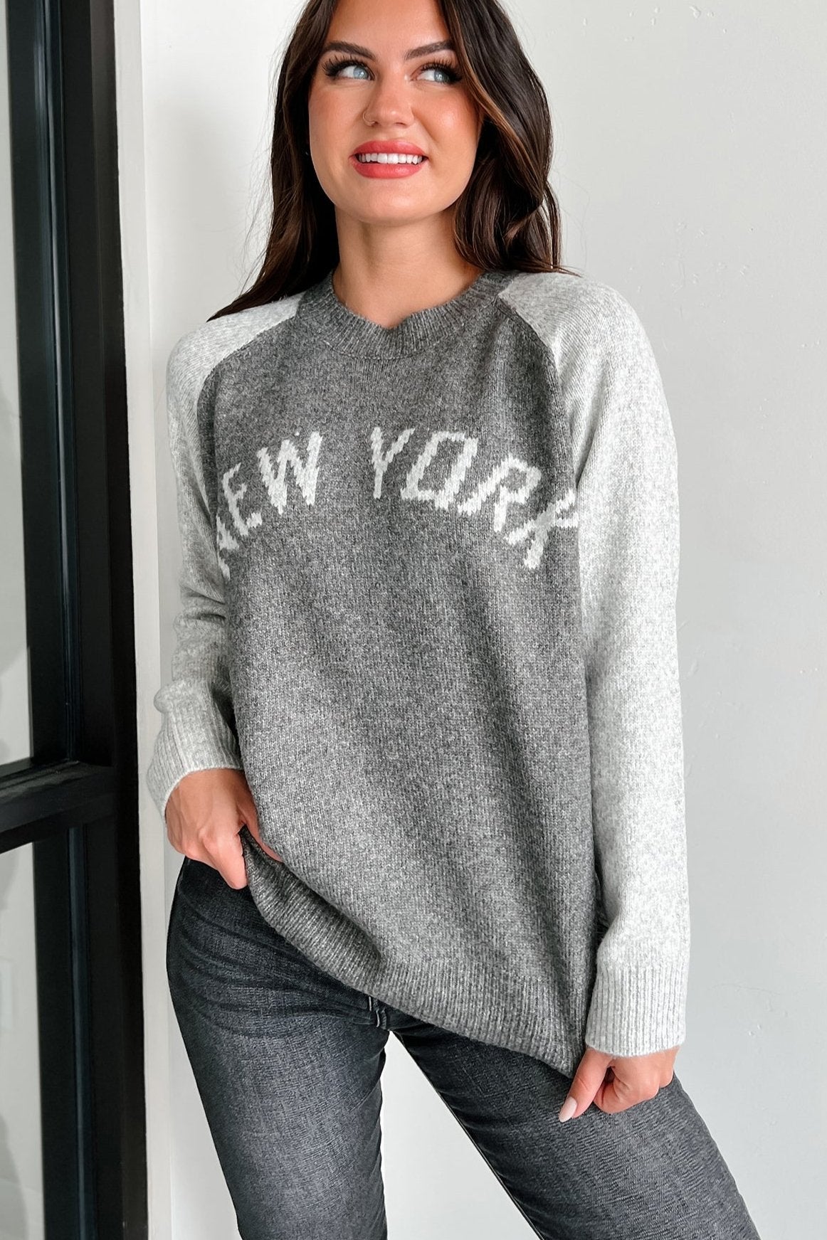 City That Never Sleeps "New York" Sweater (Charcoal/Grey) - NanaMacs