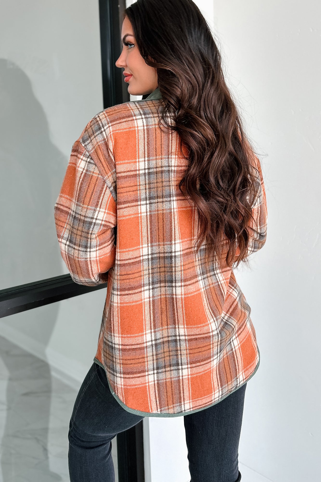 Bonfire Season Reversible Shacket (Rust/Olive) · NanaMacs