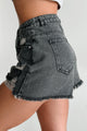 Avril High Rise Distressed Denim Shorts (Black) - NanaMacs