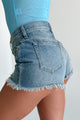 Charity High Rise Distressed Sneak Peek Denim Shorts (Medium Vintage) - NanaMacs