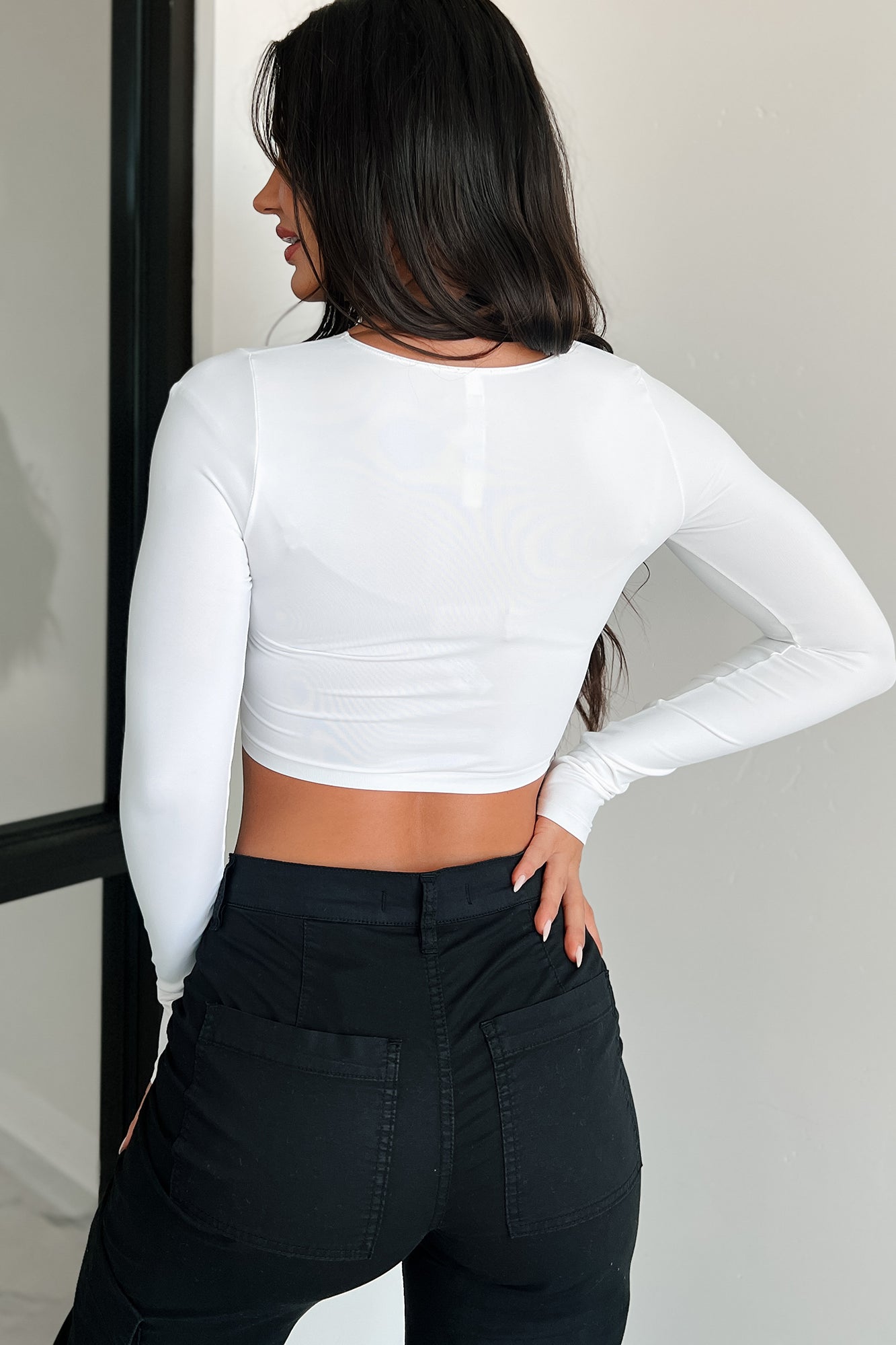 Breezy Composure Square Neck Crop Top (White) - NanaMacs