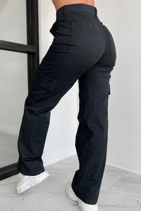 Janae High Rise Eunina Cargo Pants (Washed Black) - NanaMacs