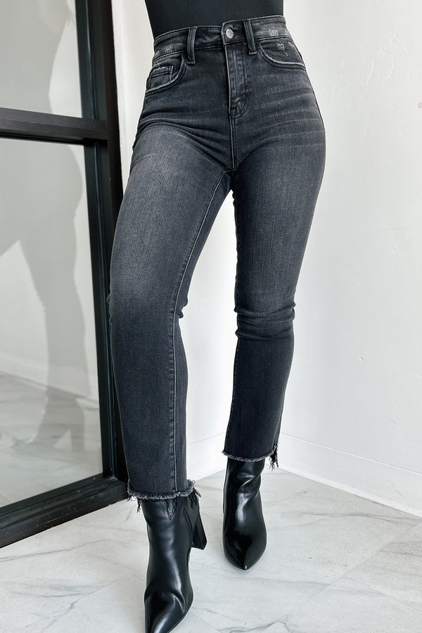 Asheboro High Rise Crop Flare Vervet Jeans (Washed Black) - NanaMacs