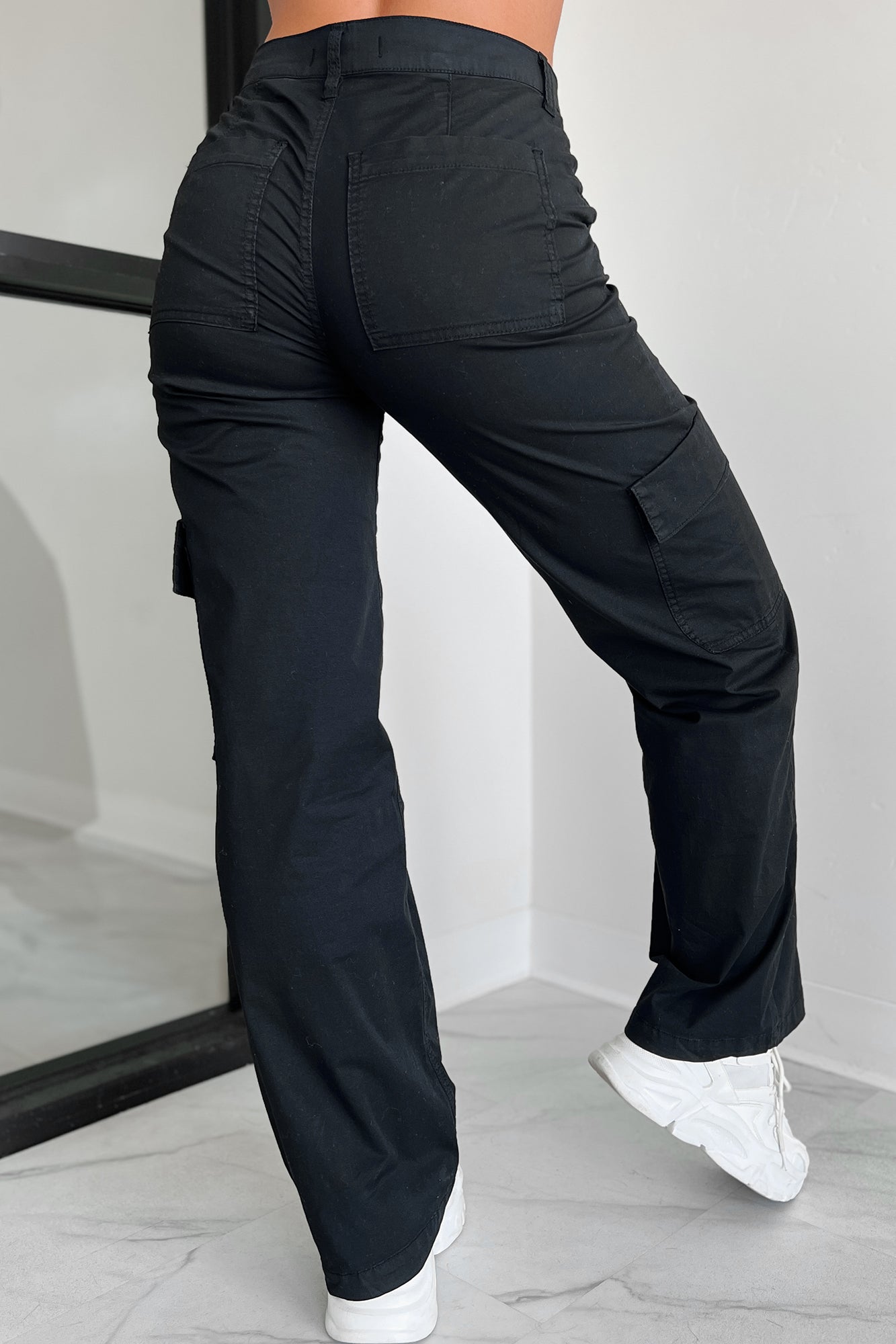 Janae High Rise Eunina Cargo Pants (Washed Black) - NanaMacs