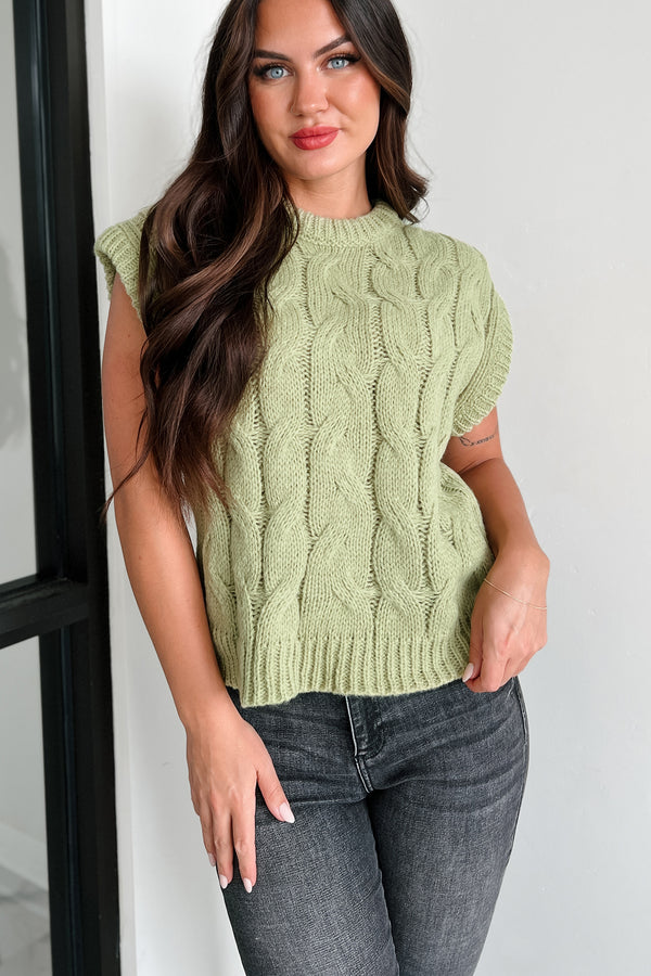 Don't Envy Me Cable Knit Sweater Vest (Fern) - NanaMacs