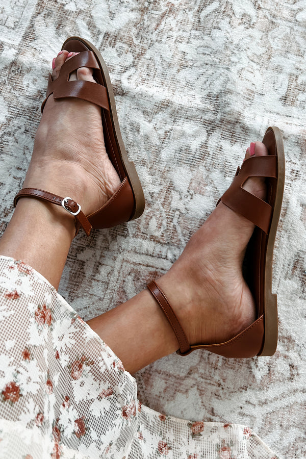 Before We Begin Ankle Strap Sandals (Cognac) - NanaMacs