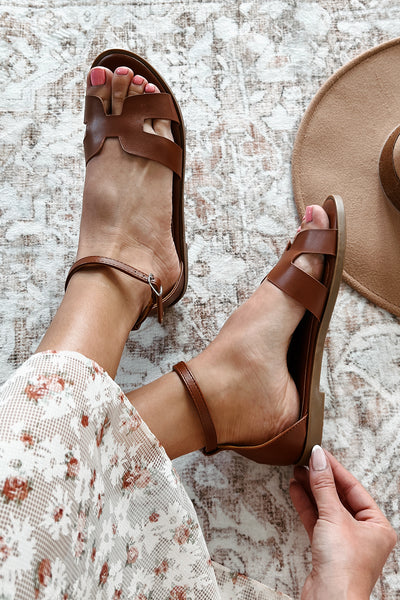 Before We Begin Ankle Strap Sandals (Cognac) - NanaMacs