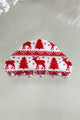 Another Day, Another Sleigh Holiday Theme Rounded Hair Clip (Red/White) - NanaMacs