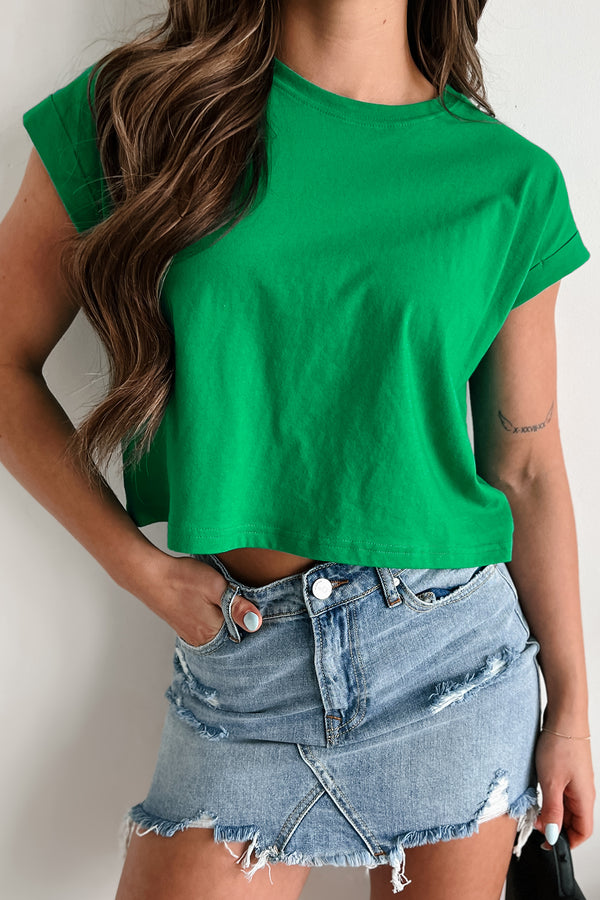 Bethany Oversized Crop Tee (Kelly Green) - NanaMacs