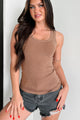 Varro Ribbed Scoop Neck Tank Top (Toffee Brown) - NanaMacs