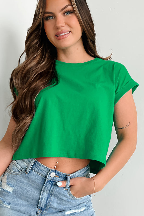 Bethany Oversized Crop Tee (Kelly Green) - NanaMacs