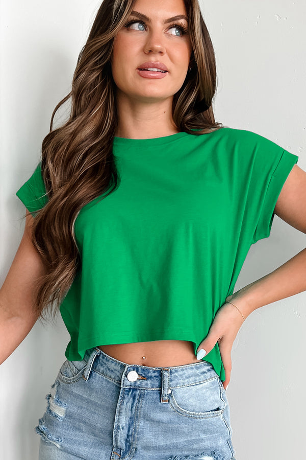 Bethany Oversized Crop Tee (Kelly Green) - NanaMacs